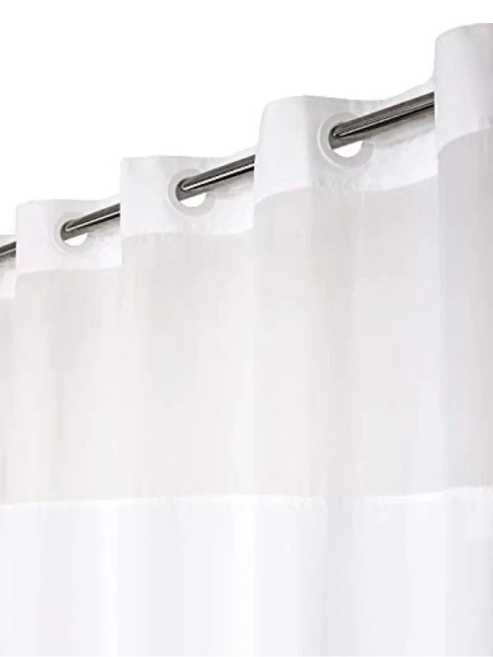 No Hooks Needed White Shower Curtain – Classic Water-Resistant Bathroom Curtain